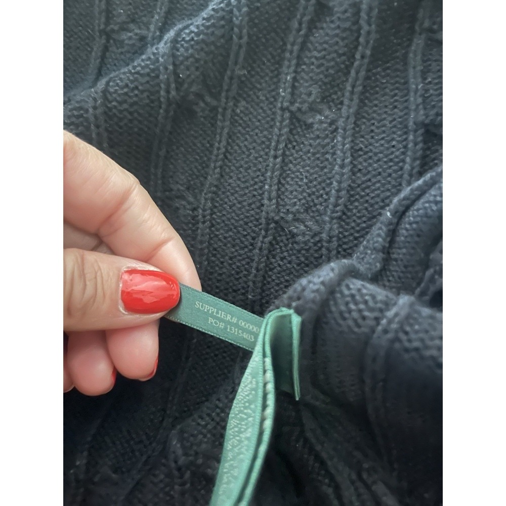Lauren Ralph Lauren Active Cardigan Blk Varsity Cable Knit Shawl Collar Size XS - Picture 10 of 14